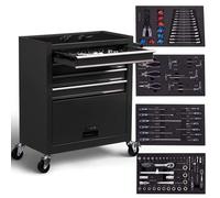 AREBOS Workshop trolley | 4 drawers | anti-slip mats | transport lock | black