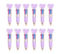 Arecobticy 12Pcs Heart Shape Multicolor Pen 4 Color-in-1 Ballpoint Pen 0.7mm for Student Children Valentines School Exchange Gift Valentines Pens for Adults