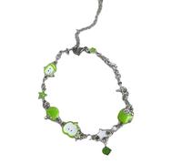 Arecobticy Contemporary Geometric Star Pattern Mint Green Color Wrist Bangle Comfortable Alloy Jewelry Piece Elegant Casual Wear Chain