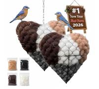 Arecobticy Double Set Affection Themed Wild Bird Nest Builder Hanging Decoration with Sturdy Iron Structure Small Bird Nesting