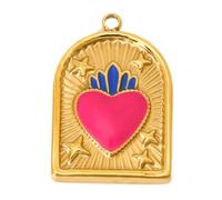 Arecobticy Elegant Heart Shape Pendant Featuring Geometric Hand Eye Art Stainless Steel Jewelry 11 Choices Stainless Steel Pendant