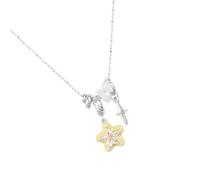 Arecobticy Elegant Yellow Star Pendant Necklace For Women Adjustable Chain Minimalist Zircon Crucifix Pendant Neckchain Jewelry Lightweight Star Necklace