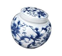 Arecobticy Marine Ceramic Cremation Container Artistic Hand Daubed Patterns Suitable For Sacred Memory Conservation Tall Released Earthenware Artifact Storage Jar