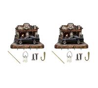 Arecobticy No More Lost Keys! Wall Mounted Holder with Storage Decorative Wood Board & 4 Sturdy Hooks, Entryway for Home Wooden Keys Holder