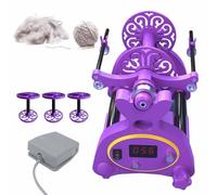 Aredwhiterui Electric Spinning Wheel with Digital Display & Foot Switch, Mini Wool Spinning Wheel - 8oz(240G) Capacity + Forward and Reverse Switching + Stepless Speed, 3 Spools,Purple