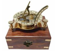 Areeva 3" Brass Navigation Compass for Walking, Hiking Compass, Navigation Pocket Kids Compass, Compass for Camping, Gift, Sundial, Camping, Traveler Handmade, Antique Vinatge Style With Wooden Box