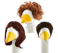 ARefugen Porch Goose Wigs - 3 Styles for Lawn Porch Decor with Bob Curly Explosive Wigs, Goose Statue Outfits Costume for Outdoor Garden Patio Yard Decoration