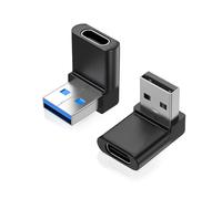 AreMe 2 Pack Right Angle USB A to USB C Adapter, 90 Degree Up and Down Angle USB 3.0 Male to Type C Female Connector for PC, Laptop, Tablet and Phones