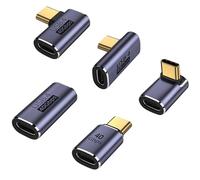 AreMe 5 Pack USB C Adapter, Up&Down, Middle Bend and Side Bend 90 Degree Right Angle, Standard Type C Male to Female Adapter, USB-C Female to Female Extender Support 40Gbps Data Transfer