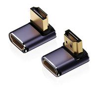 AreMe 8K HDMI 2.1 Right Angle Adapter (2 Pack), Up&Down 90 Degree and 270 Degree HDMI Male to HDMI Female Extender Connector Aluminum Alloy