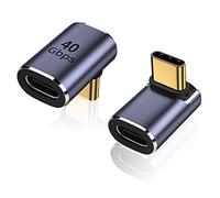 AreMe 90 Degree USB-C Male to Female Adapter, 2 Pack Right Angle 100W Type-C Adapter Extender for Steam Deck, ROG Ally, Switch, Notebook Computers, Tablet and Mobile Phones (Metallic Purple)