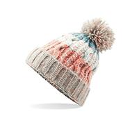 Aremie Cable Knitted Bobble Hat, Mens Womens Beanie Hat, Warm Winter Pom Pom Wooly Cap, Orange, Cream, Pink, Teal, Multicolour