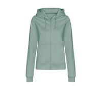Aremie Ladies Plain Zip Up Hoodie, Womens Zipped Sweatshirt Jacket, Hooded Jumper, Fleece Lined Hoody - Dusty Green Dusky Pastel Sage (XL)