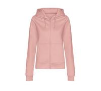 Aremie Ladies Plain Zip Up Hoodie, Womens Zipped Sweatshirt Jacket, Hooded Jumper, Fleece Lined Hoody - Dusty Pink Dusky Pastel Blush (M)
