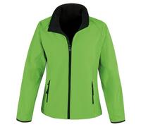 Aremie Ladies Womens Softshell Jacket Full Zip Up Fleece Lined Showerproof Windproof Outdoor Jackets - Vivid Green Black Bright Neon Fluorescent XXL 2XL Size 18