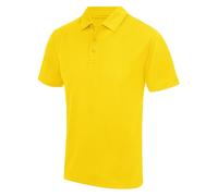 Aremie Men's Sports Polo Shirt Short Sleeve Cool Lightweight Breathable Quick Dry Top Plain Textured Fabric UPF30+, Sun Yellow, Large