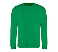 Aremie Men's Sweatshirt, Plain Crew Neck Pullover Jumper, Kelly Green, 2XL XXL
