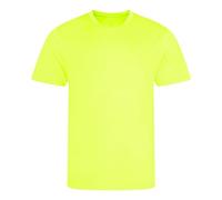 Aremie Mens T Shirt Short Sleeve Polyester Top Lightweight Breathable Quick Dry Crew Neck Tee - Electric Yellow Hi Vis Viz Bright Neon (L)