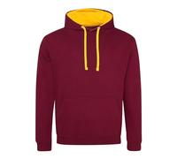 Aremie Plain Pullover Hooded Sweatshirt, Varsity Hoodies for Men and Women, Burgundy Gold Yellow Small