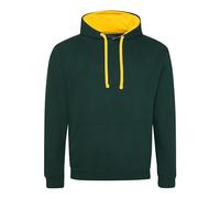 Aremie Plain Pullover Hooded Sweatshirt, Varsity Hoodies for Men and Women, Forest Green Gold Yellow Medium