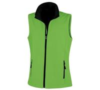 Aremie Womens Softshell Gilet Fleece Lined Bodywarmer Ladies Sleeveless Jacket Showerproof Windproof Outdoor Vest - Vivid Green Black Bright Fluorescent Neon XXL 2XL Size 18