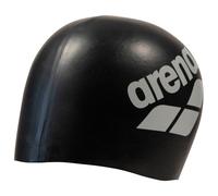 Arena Unisex Big Logo Silicone Swim Cap for Women and Men Fitness Swimmers Intensive Training Durable Soft Elastic Bathing Cap, Black/White