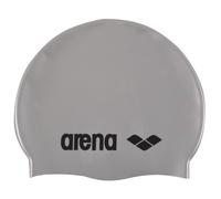 Arena classic Unisex Silicone Swim cap for Adults Training and Racing 100% Silicone Wrinkle-Free SilverBlack