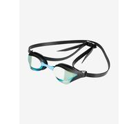 Arena Cobra Core Swipe Mirror Glasses Black with Green Blue Mirrored Lenses