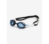 Arena Cobra Edge Swipe Swimming Goggles White Black with Mirrored Lenses Blue