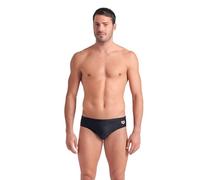 ARENA Feel Graphic Brief Swimwear for Men, Stretchy Beach and Pool Slip, Maxfit Eco Fabric Resistant to Chlorine and Salt with UPF 50+ UV Protection and Front Lining Black-White
