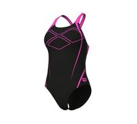 Arena Womens Graphic Swimsuit Swim Pro Back One Piece, Black-Shocking Pink, 32 EU