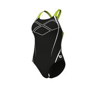 Arena Womens Graphic Swimsuit Swim Pro Back One Piece, Black-Artic Lime, 36 EU