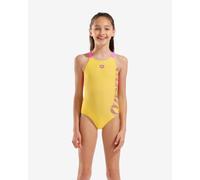 Arena Feel Graphic V Back swimsuit yellow pink girls - 8-9