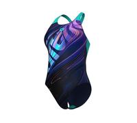 Arena Womens Flow Swimsuit V Back Lb One Piece, Navy Multi-Water, 34 EU