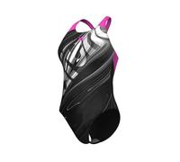 Arena Womens Flow Swimsuit V Back Lb One Piece, Black Multi-Shocking Pink, 36 EU