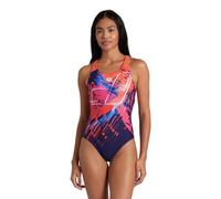 Arena Womens Funny Spot Swimsuit V Back Lb One Piece, Navy Multi - Calypso Coral, 30 EU
