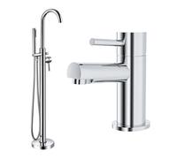 Arena Freestanding Bath Shower Mixer & Basin Mono Tap Chrome