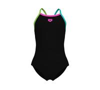 ARENA Girl's Feel Light Drop Back Solid Swimsuit One Piece, Black/Soft Green/Water, 10 Years