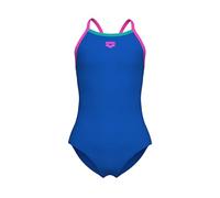 ARENA Girl's Feel Light Drop Back Solid Swimsuit One Piece, Blue China/Freak Rose Pink, 8 Years