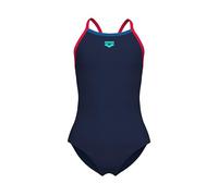 ARENA Girl's Feel Light Drop Back Solid Swimsuit One Piece, Navy/Fluo Red/Blue, 8 Years