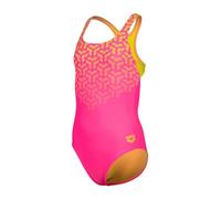 Arena Girls Kikko V Pro Back One Piece Swimsuit, Shocking Pink-Soft Green, 12-13 Years UK