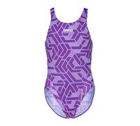 Arena Girl's Performance Escape Swim Tech Back Athletic One Piece Pool Swimsuit, Black/Team Purple, 26