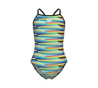 ARENA Girls' Performance Racing Stripe Light Drop Back Athletic One Piece Swimsuit Swimsuit, Multi/Black, 26