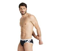 ARENA Men's Solid Color Icons Swim Briefs, Black (Black/White), 46
