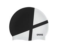 Arena Icons Team Stripe Unisex Silicone Swim Cap Women and Men Intensive Training Racing Comfortable Non-Slip Long Hair Swimming Hat, Diamond/Black/White