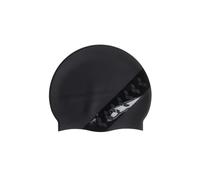 Arena Icons Team Stripe Unisex Silicone Swim Cap Women and Men Intensive Training Racing Comfortable Non-Slip Long Hair Swimming Hat, Arena Stripe/Black/Black