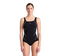 ARENA Jewel Low R Women's One-piece C-Cup Swimsuit, Bodylift Shaping Swimsuit, Power Mesh Technology, Chlorine Resistant Sensitive Fabric Black-White
