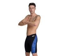 ARENA Men Hydrangea Bouquet Swim Jammer for Competition Swimming and Training, UPF 50+ UV Protection, Quick Drying Swimwear, Black-team Royal, 28