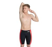 ARENA Mens Halftone Competitive Racing Jammers for Intensive Swimming, Reduced Drag Swimsuit, Black-team Red, 28