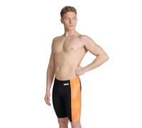 ARENA Mens Halftone Competitive Racing Jammers for Intensive Swimming, Reduced Drag Swimsuit,Black-Team Orange